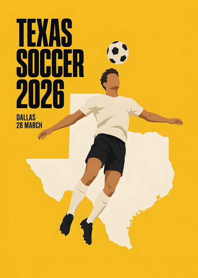 Texas Soccer Header Dallas Yellow Poster