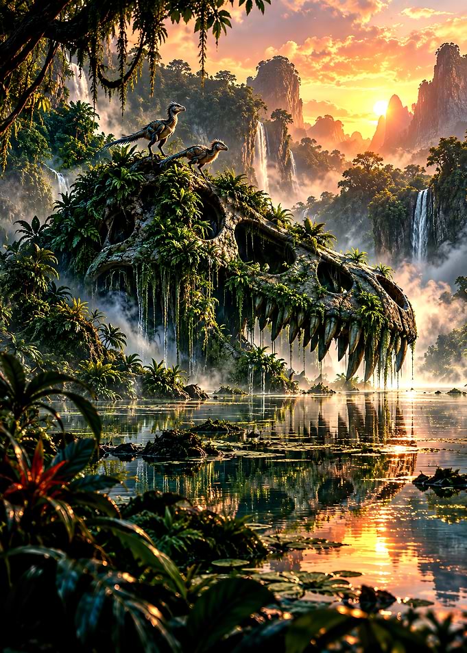 Ark Survival Ascended Dinosaur Skull in Tropical Jungle