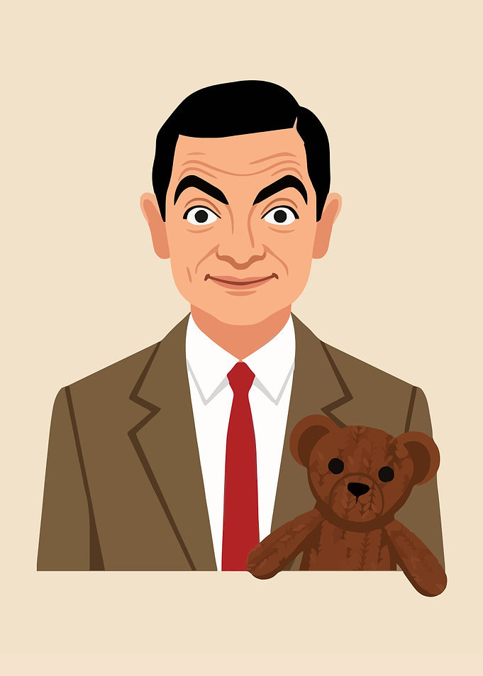 Mr. Bean and Teddy Illustration
