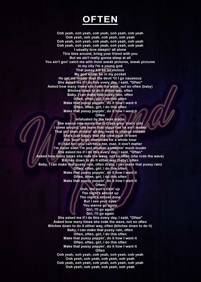 The Weeknd Often Lyrics Poster