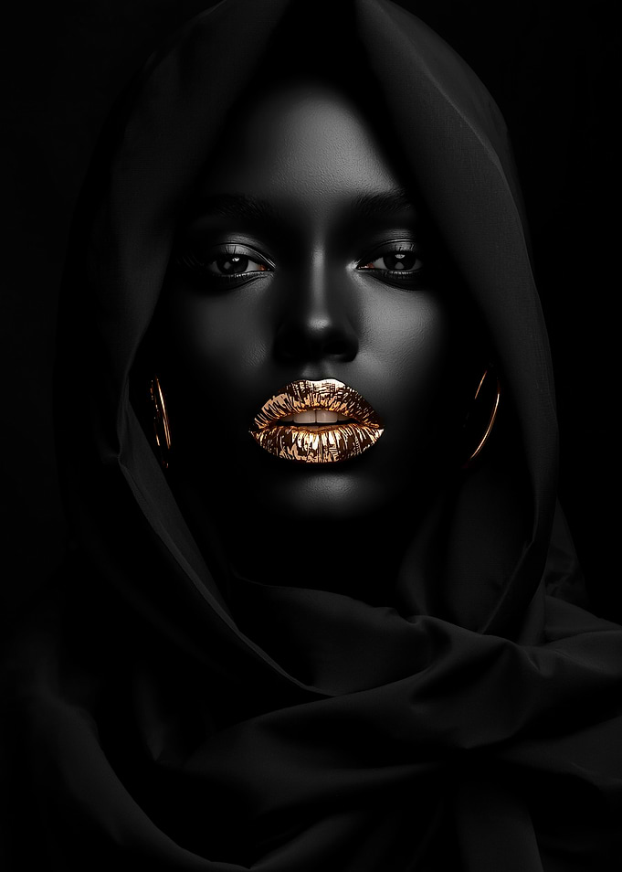 Portrait of Woman with Gold Lips