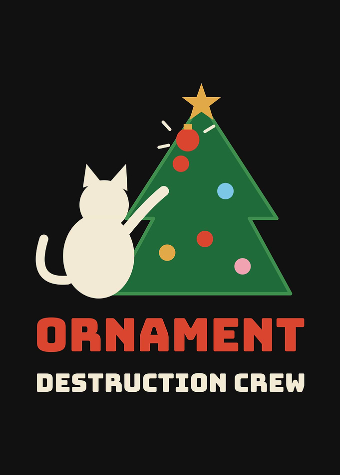 Ornament Destruction Crew Funny Christmas Cat