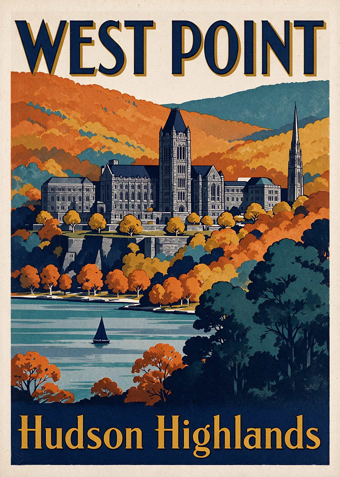 Vintage West Point Hudson Highlands Poster