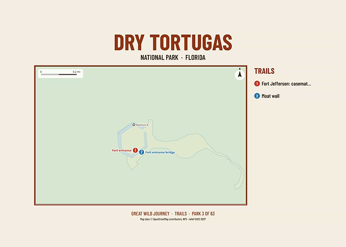 Dry Tortugas National Park Hiking Trail Map