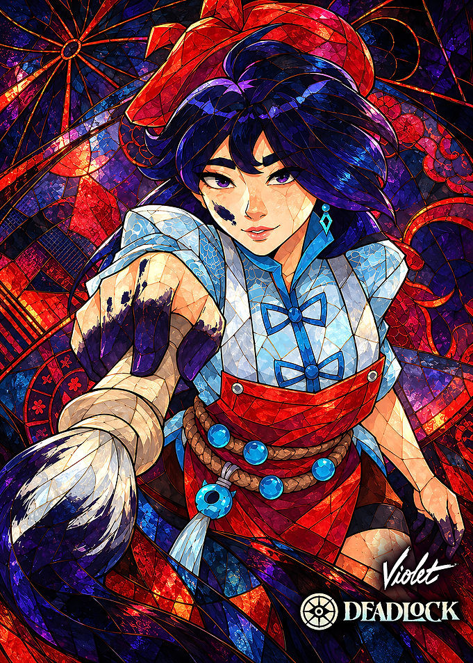 Violet from Deadlock Stained Glass Art