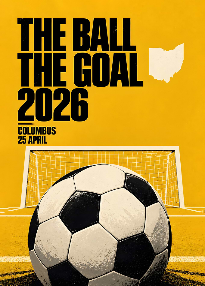 Columbus Soccer Ball And Goal Ohio Yellow Poster