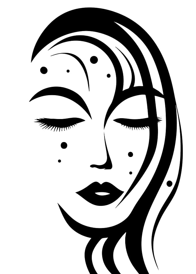 Minimalist Black and White Face Illustration