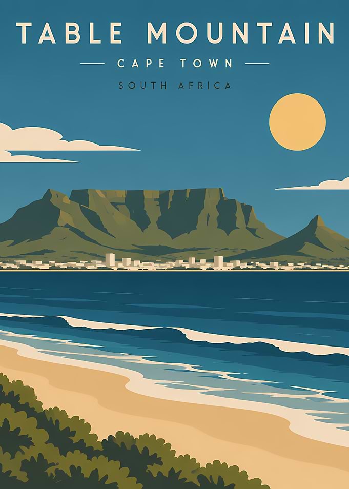 Table Mountain Cape Town Travel Poster