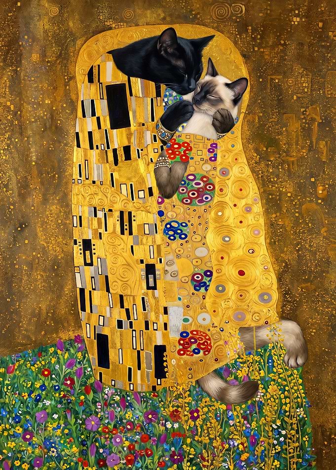 The Kiss Cat Parody Painting