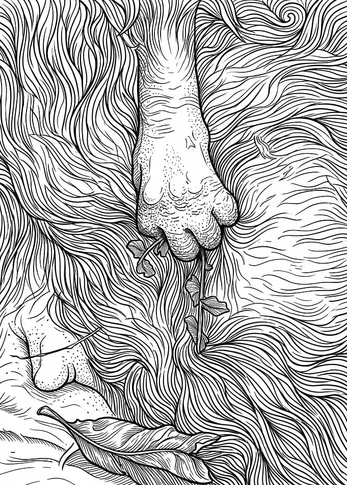Intricate Line Art Animal Orangutan Paw