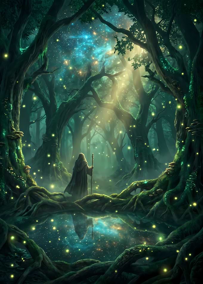 Wizard in an Enchanted Forest