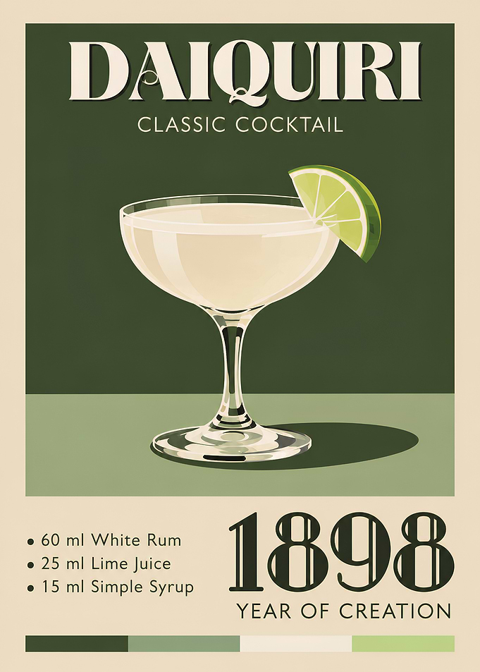 Daiquiri Cocktail Poster – Vintage Rum Bar Wall Art
