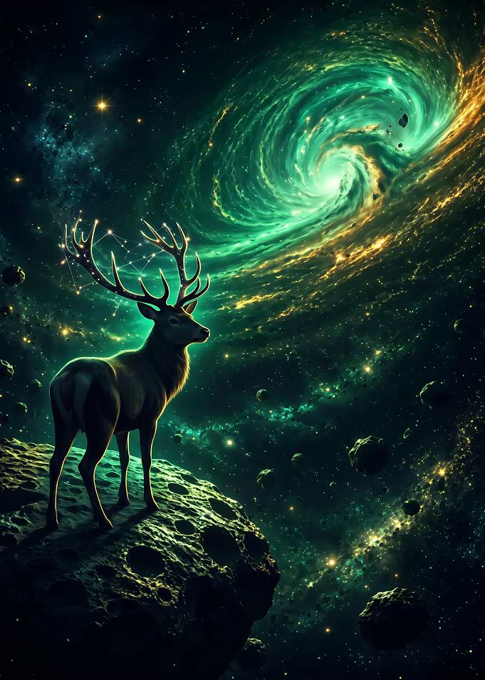 Celestial Stag on Asteroid