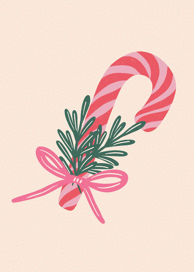 Minimalist Christmas Candy Cane Illustration