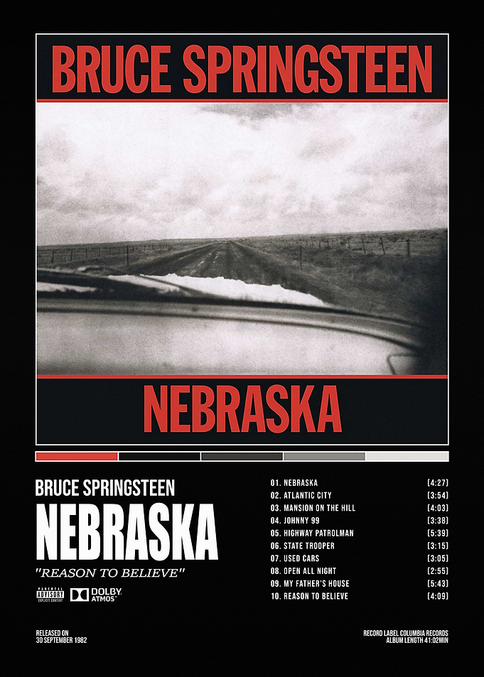 Bruce Springsteen Nebraska Album Poster