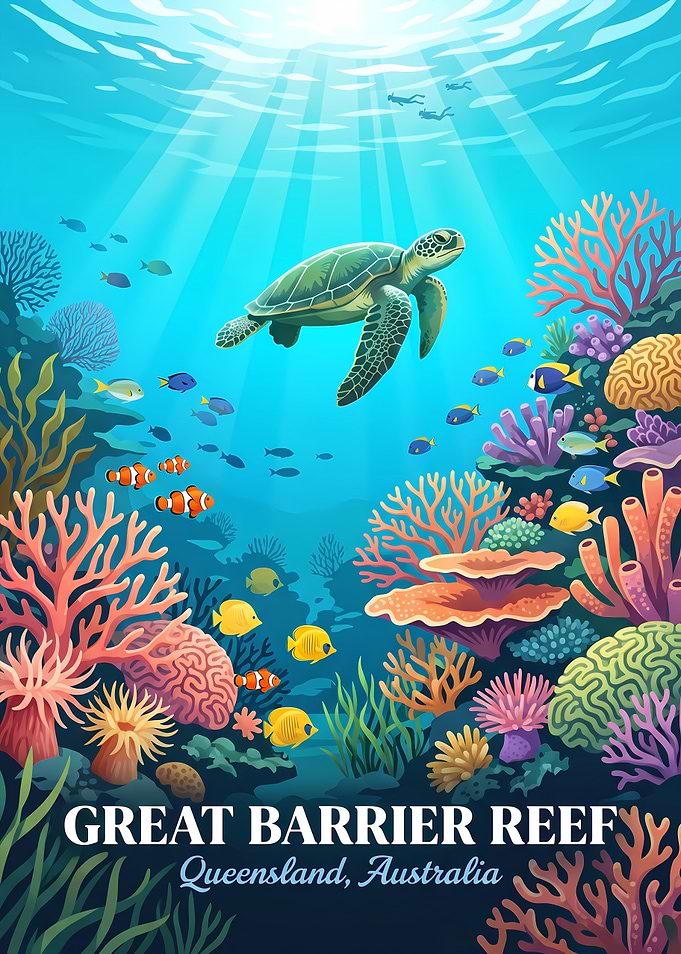 Great Barrier Reef Travel Poster