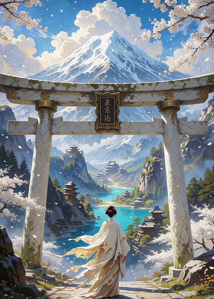 Japan Mountain Torii Gate Art