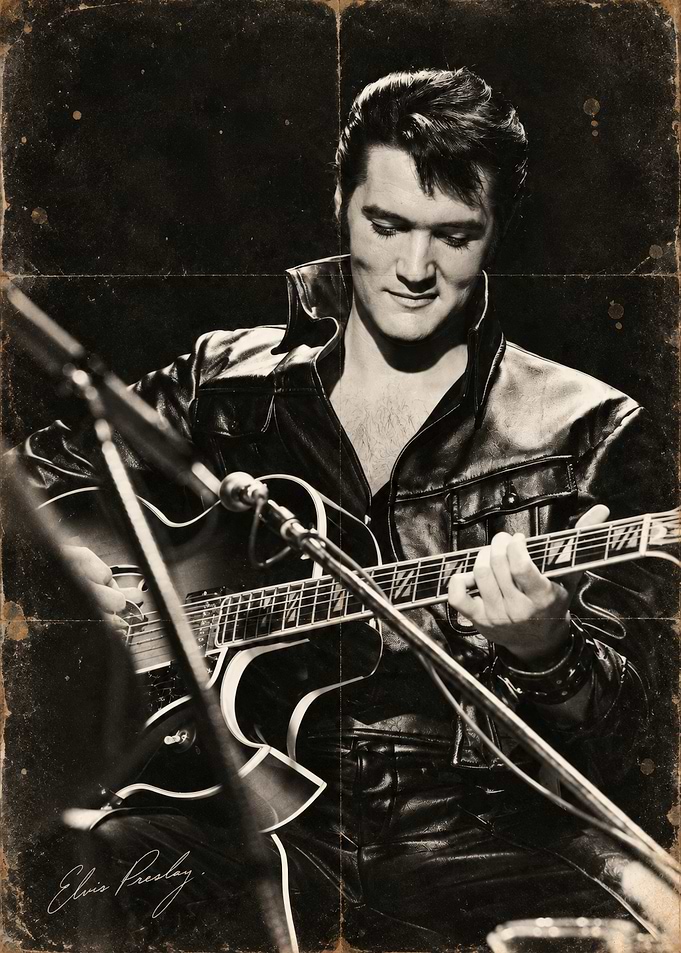 Elvis Presley Playing Guitar Portrait