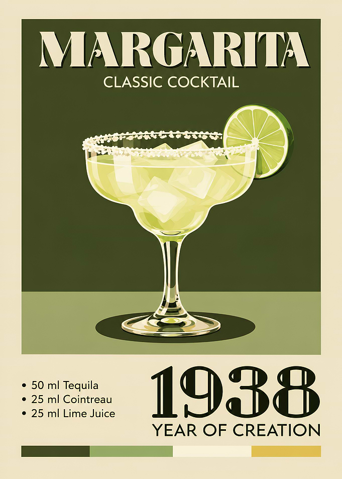 Margarita Cocktail Poster – Vintage Tequila Bar Wall Art