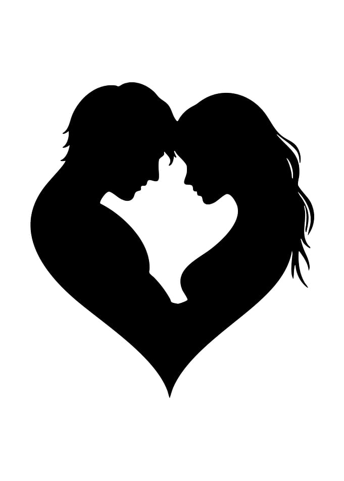 Couple Silhouette Heart Shape