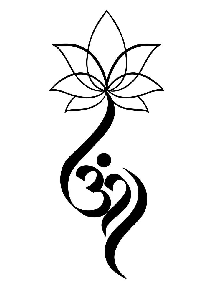 Om Symbol and Lotus Flower Design