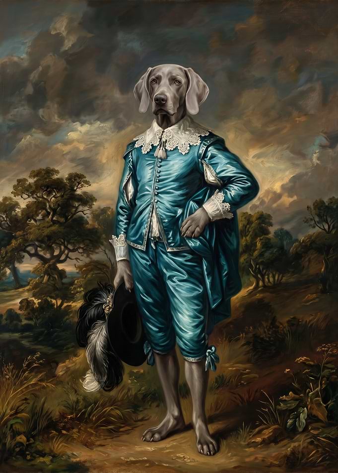 Weimaraner Dog in Renaissance Noble Attire