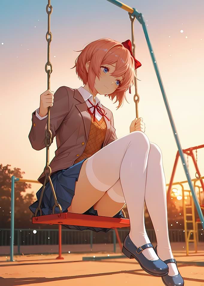 Sayori on a Playground Swing