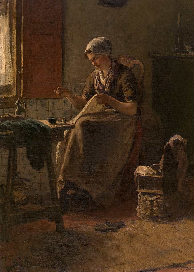 Woman Sewing by a Window
