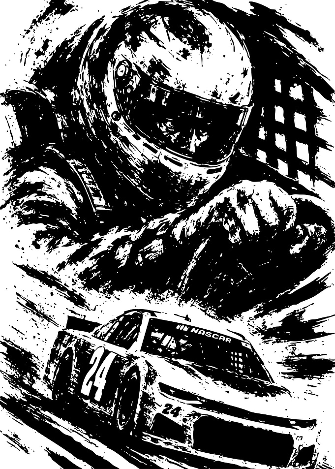 NASCAR Driver and Car Illustration