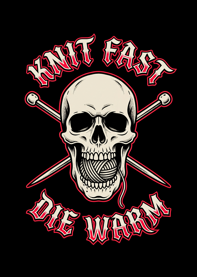 Knit Fast Die Warm Skull