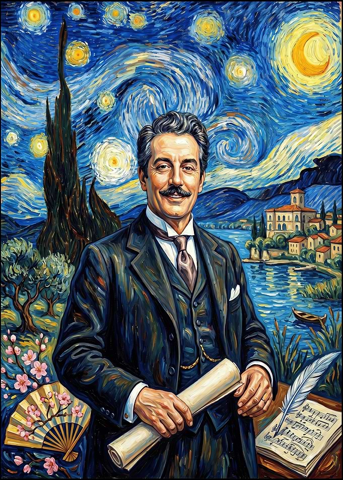 Giacomo Puccini in Starry Night Style