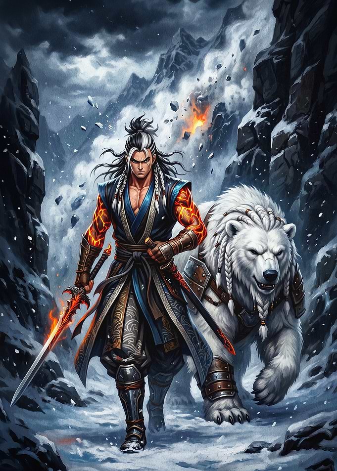 Warrior Bear Fantasy Art Poster