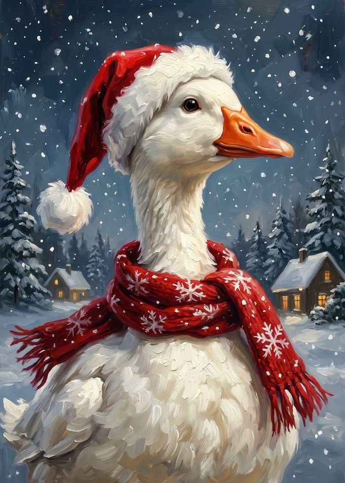 Festive Christmas Goose in Winter Landscape