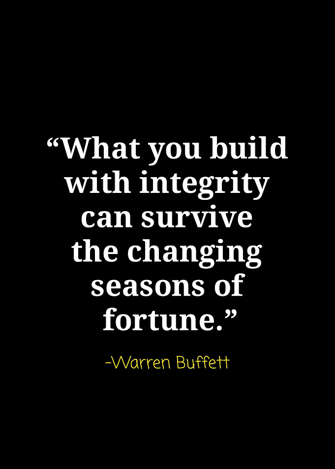 Warren Buffett Integrity Quote Poster
