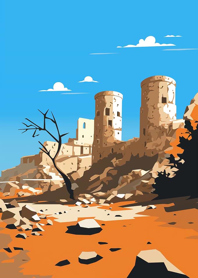 Desert Ruins Under Blue Sky