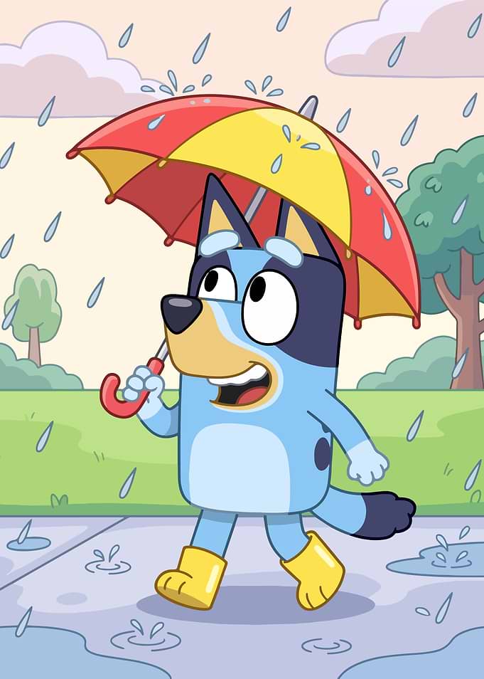 Bluey Walking in the Rain