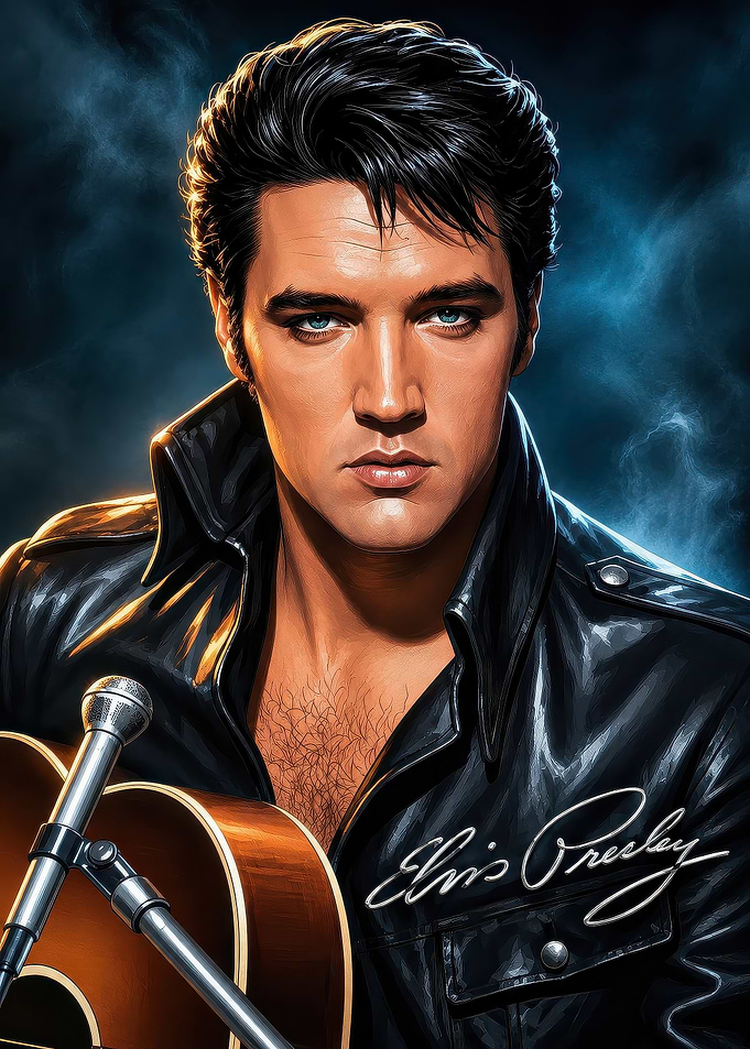 Elvis Presley Leather Jacket Portrait