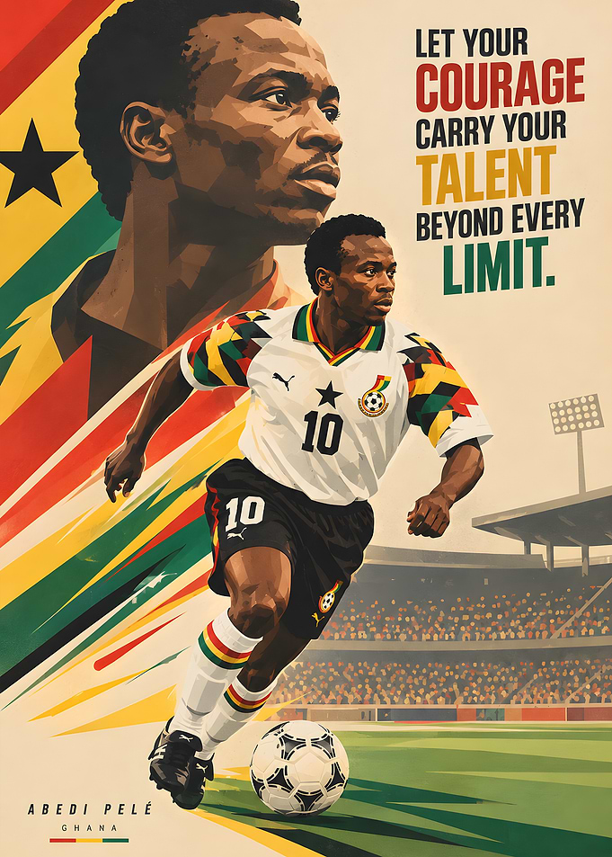 Abedi Pele Ghana Football Poster
