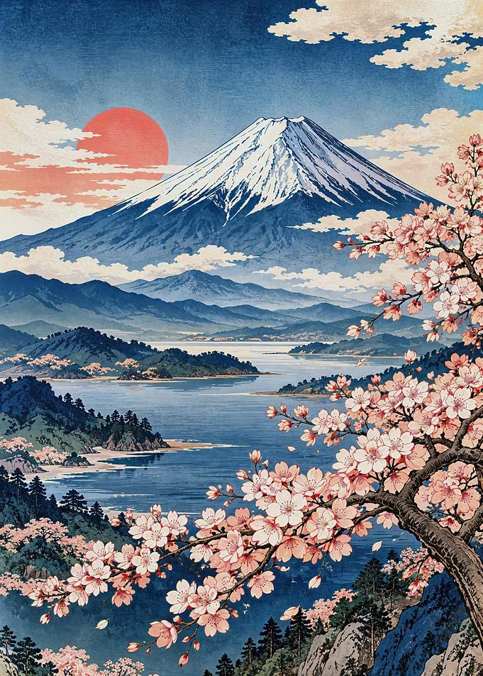 Mount Fuji with Cherry Blossoms