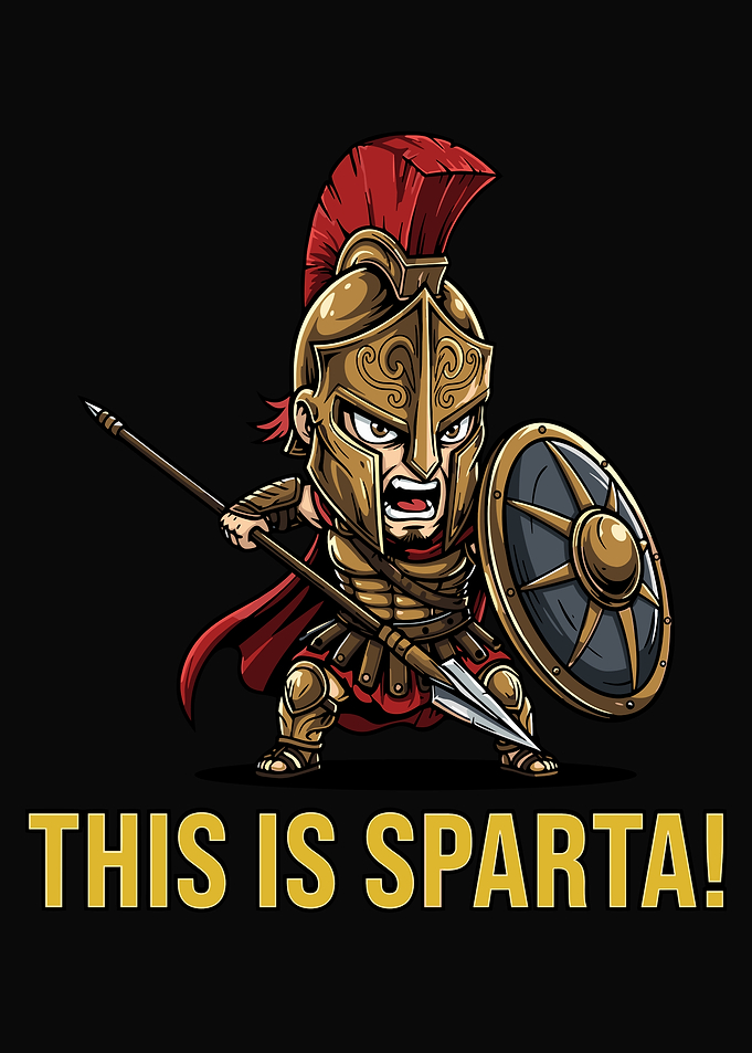 Chibi Spartan Warrior Illustration