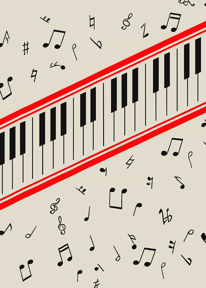 Musical Piano Keys and Notes Pattern