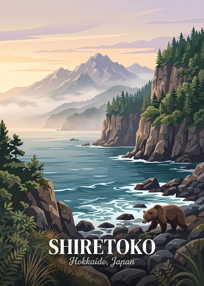 Shiretoko Hokkaido Japan Travel Poster