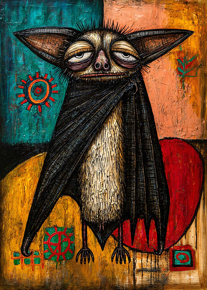 The Sleepy Bat - Psychedelic Halloween Art