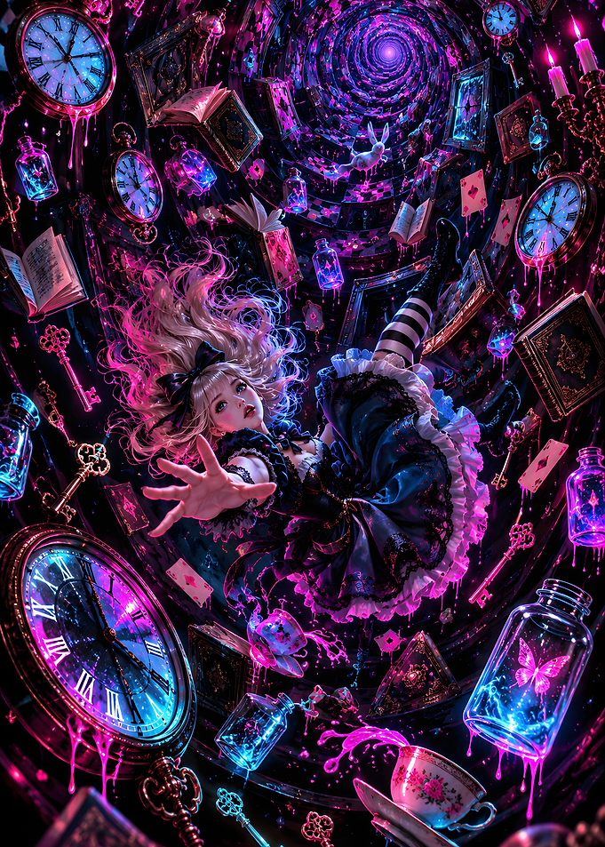 Falling Down The Rabbit Hole Neon