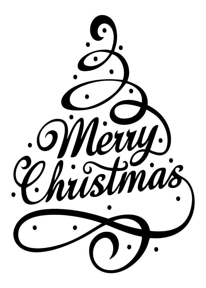 Merry Christmas Calligraphic Tree Design