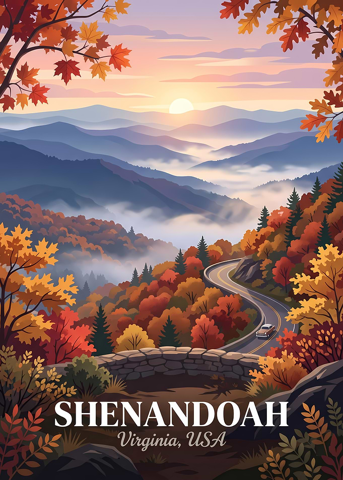 Shenandoah National Park Autumn Travel Poster