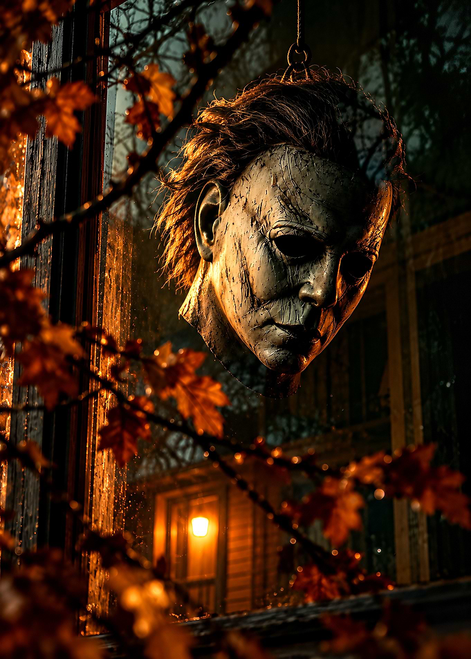 Michael Myers Mask Hanging in Window