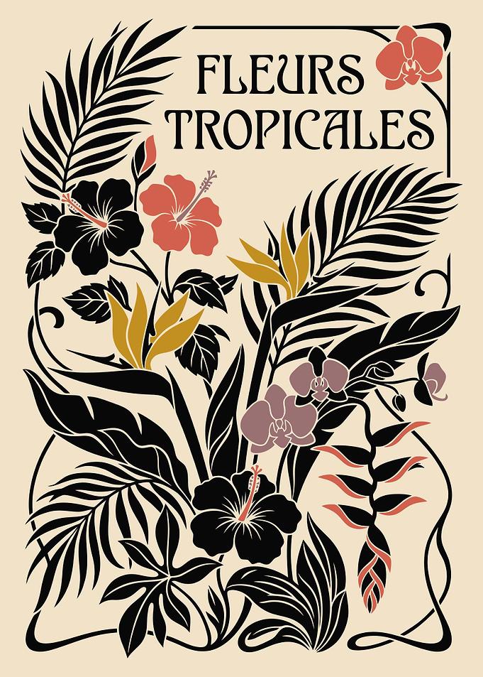 Fleurs Tropicales Art Nouveau Poster