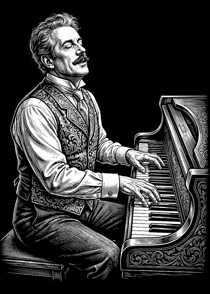 Giacomo Puccini - Playing Piano