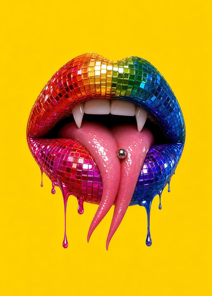 Rainbow Disco Ball Vampire Lips